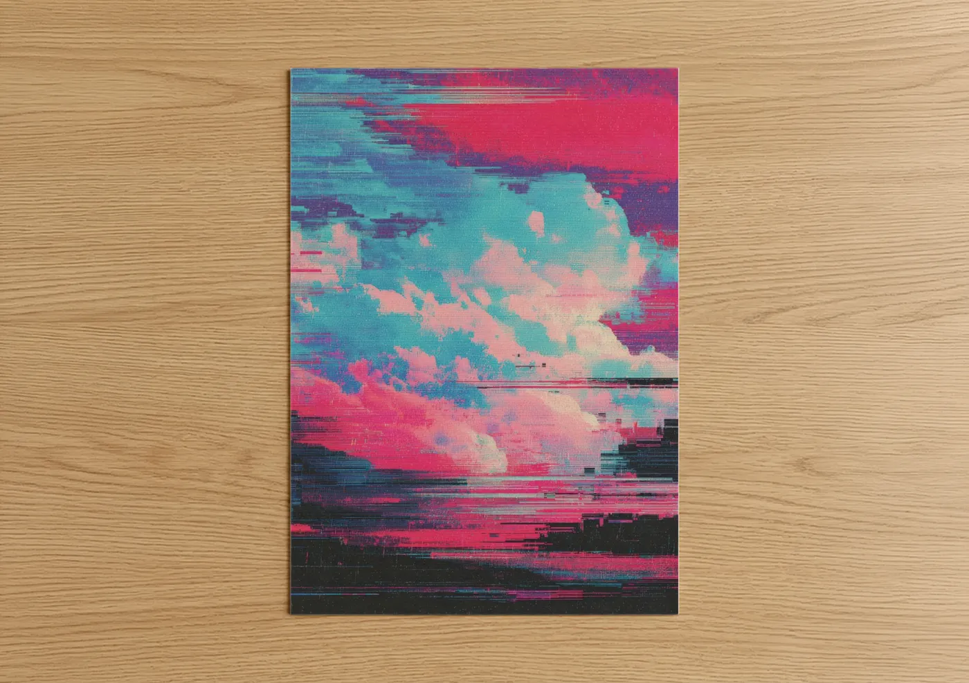 Neon Nebula Dream Glitch Wall Art
