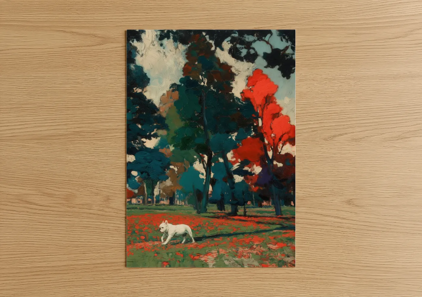Bulldog in Poppy Field - Vintage Wall Art