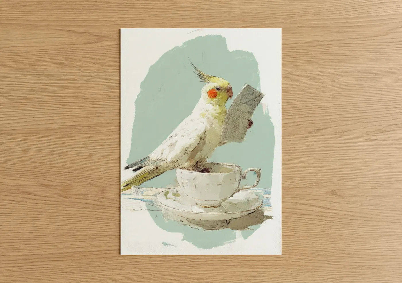 Charming Cockatiel Reading Newspaper Wall Art