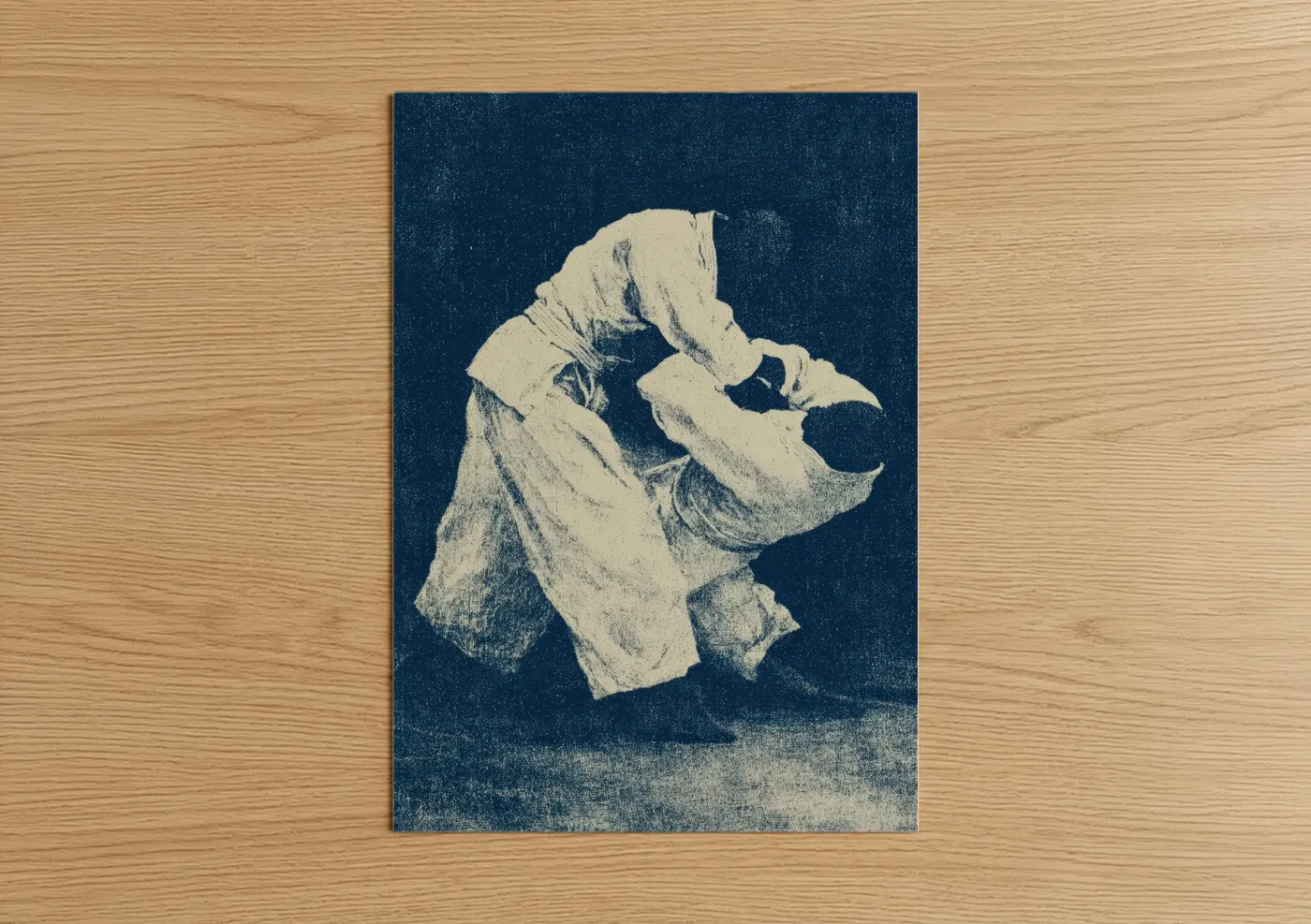 Judoka Throw Martial Arts Cyanotype Wall Art