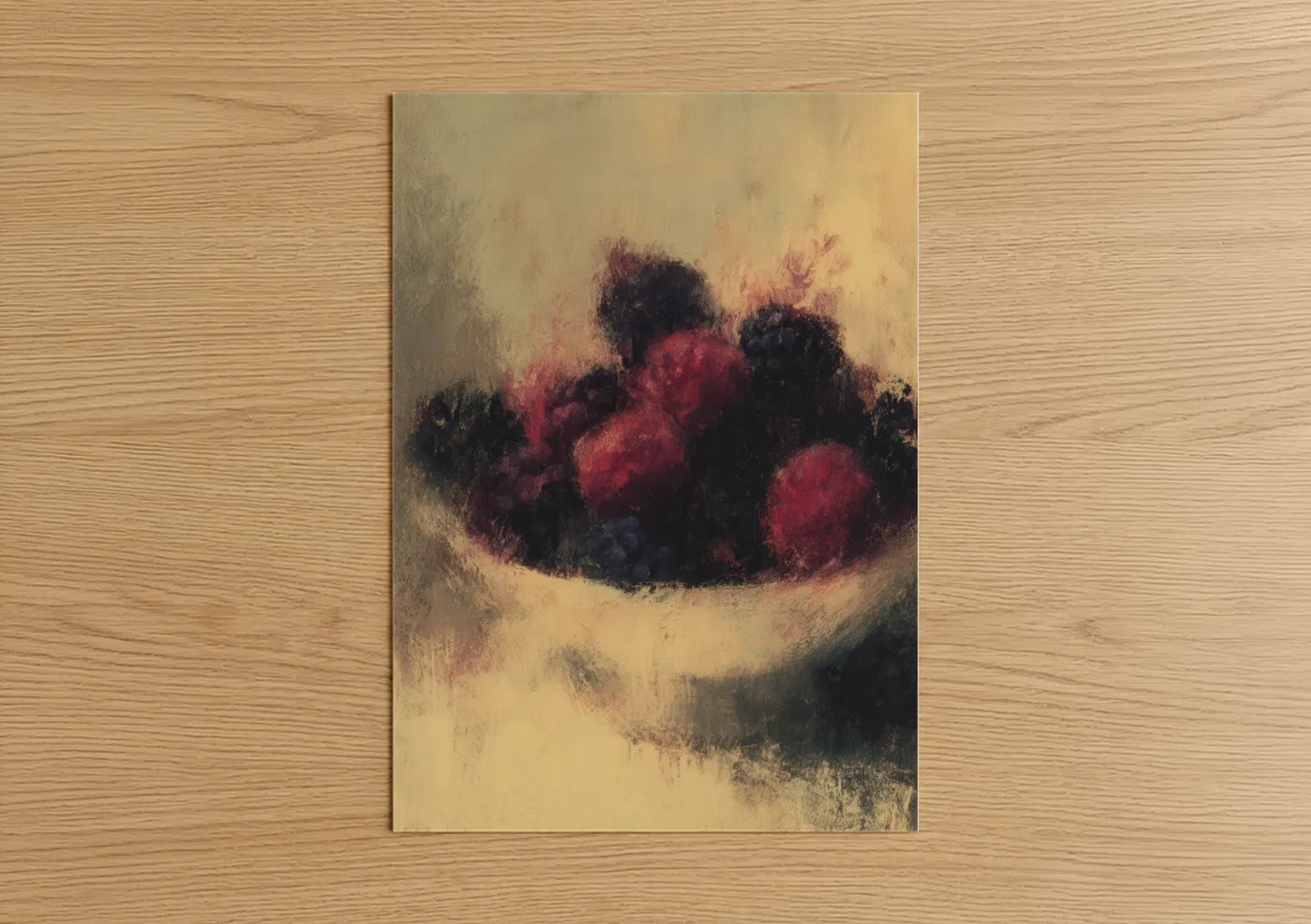 Blackberry Bowl Still Life Painting Wall Art