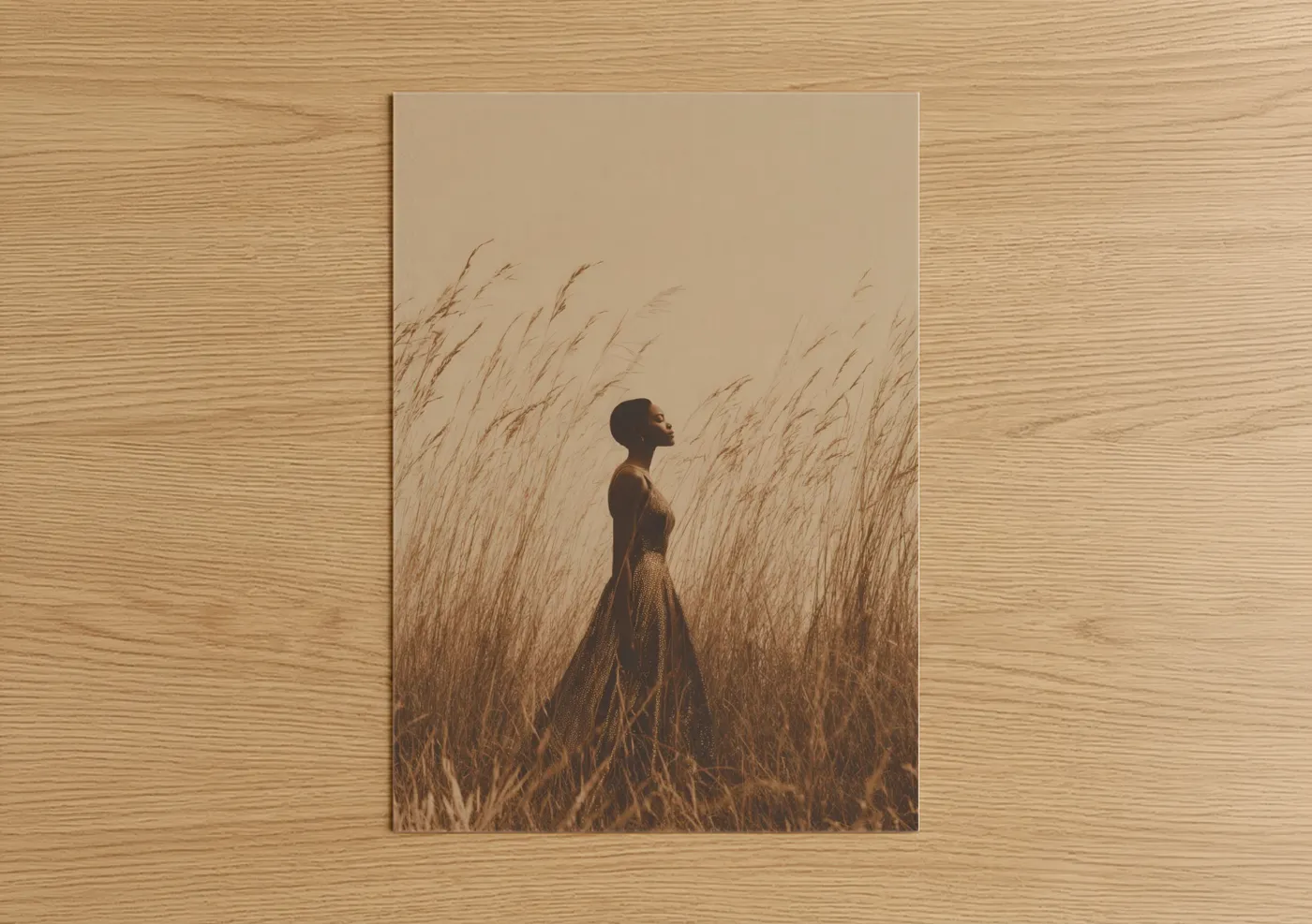 Woman Fashion Photography Golden Field Wall Art