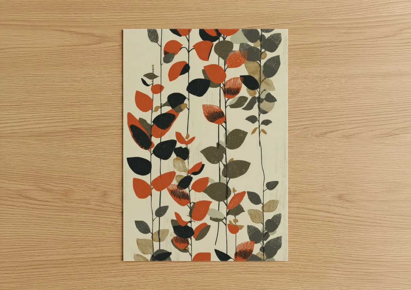 Autumn Wisteria Botanical Art Print Wall Art