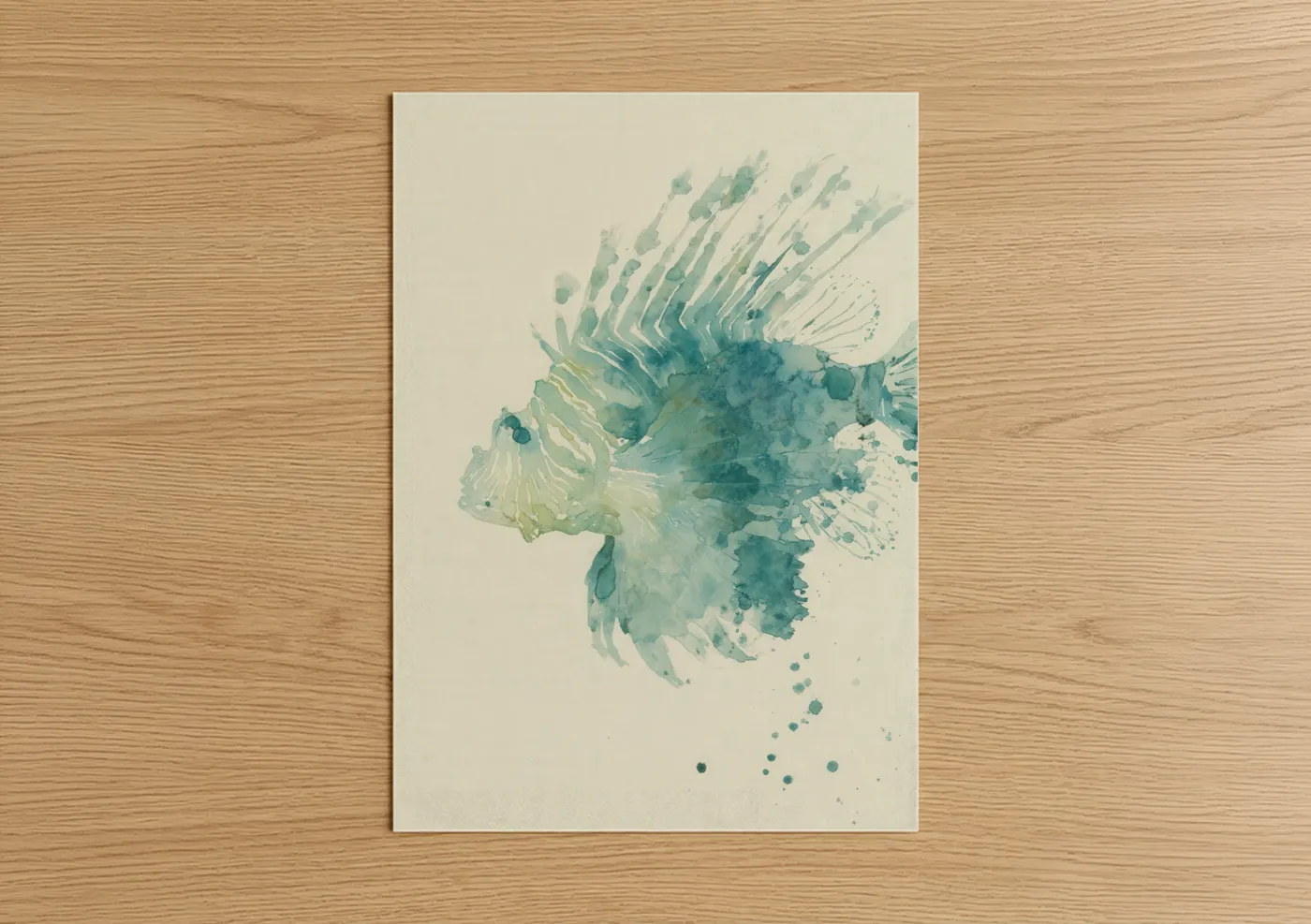 Jade Lionfish Watercolor Wall Art
