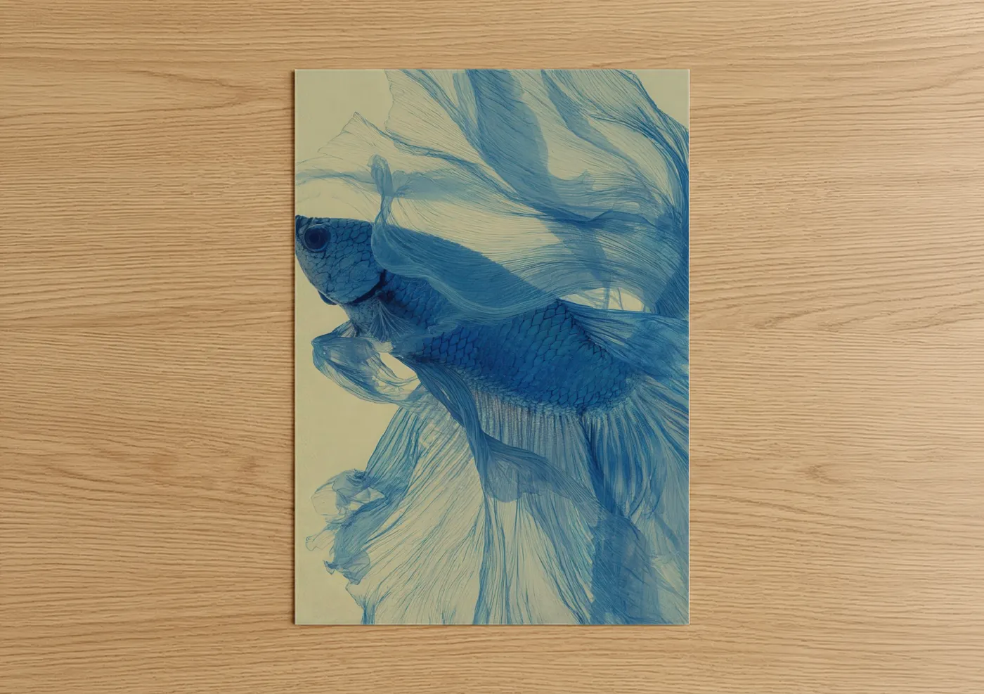 Azure Betta Fish Flowing Fins Art Wall Art
