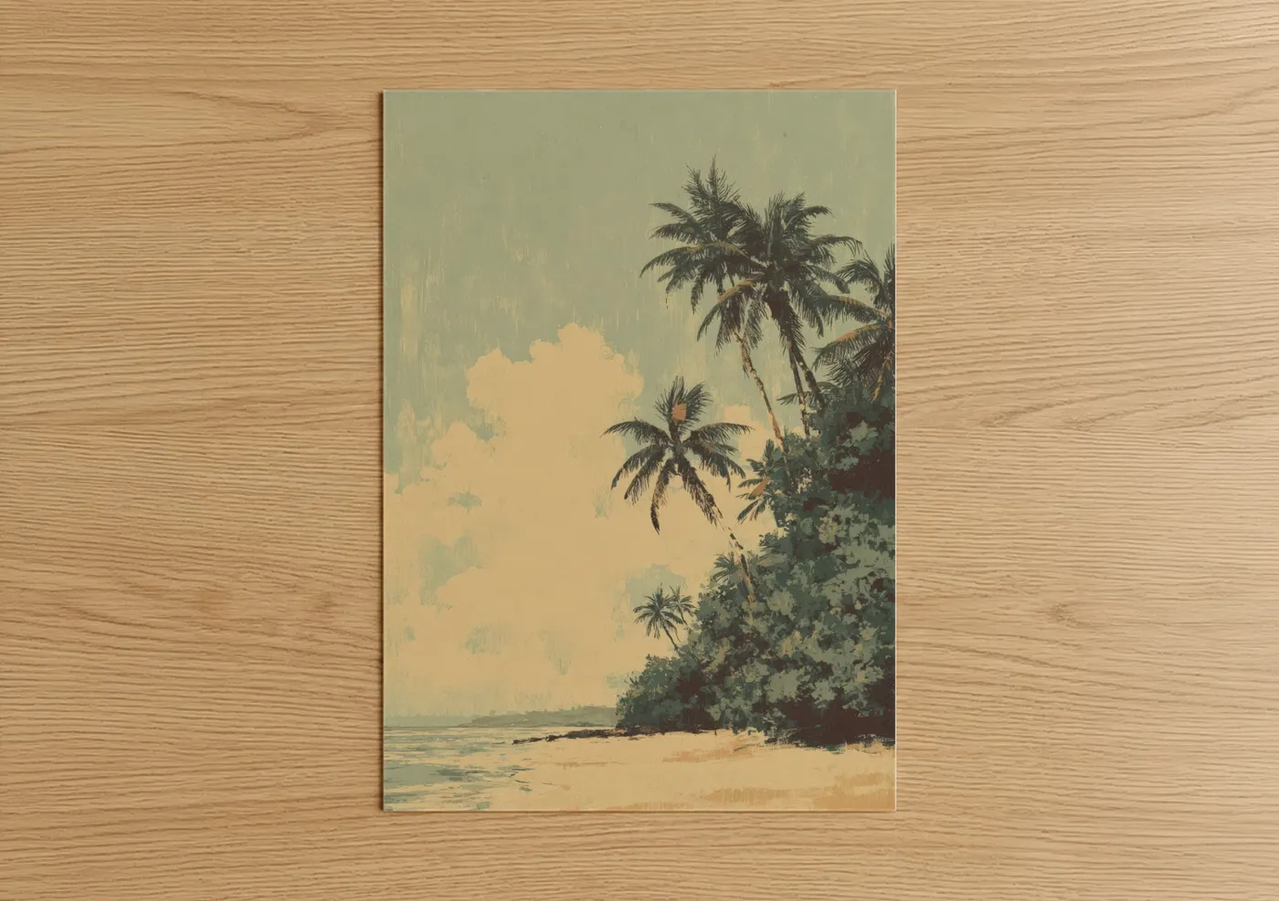 Tropical Palm Forest Beach Vintage Wall Art