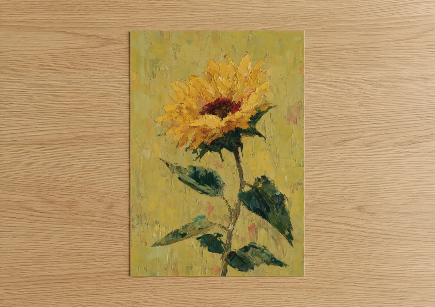 Golden Sunflower Impressionist Oil Painting Wall Art