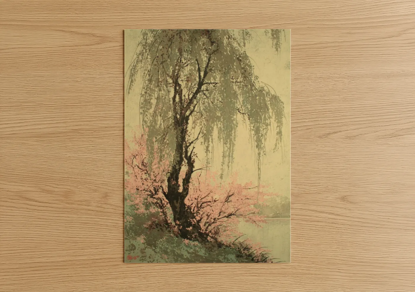 Weeping Willow Spring Blossom Watercolor Wall Art