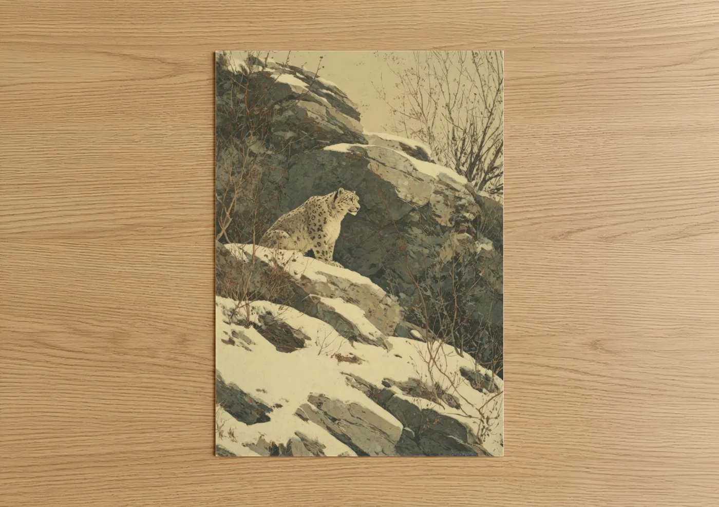 Snow Leopard Himalayan Mountain Wildlife Wall Art