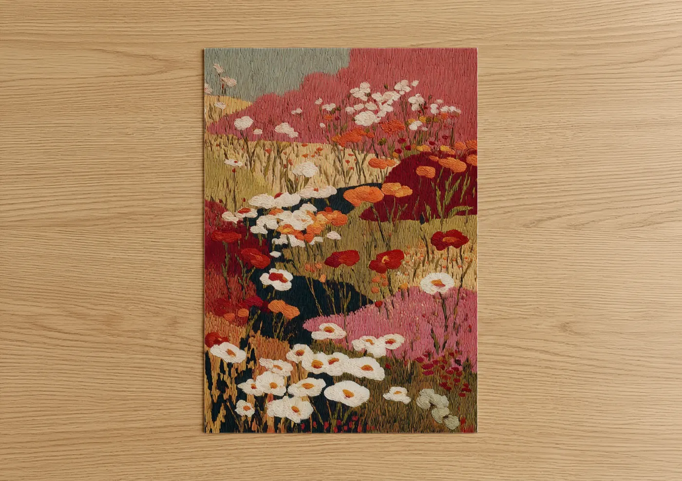 Wildflower Meadow Textile Art Print Wall Art