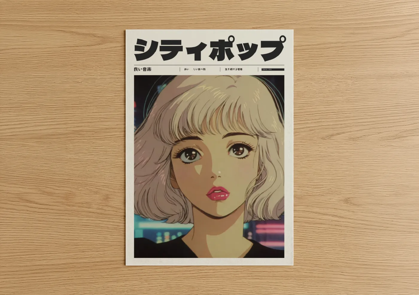 Anime Girl Neon Aesthetic Illustration Wall Art
