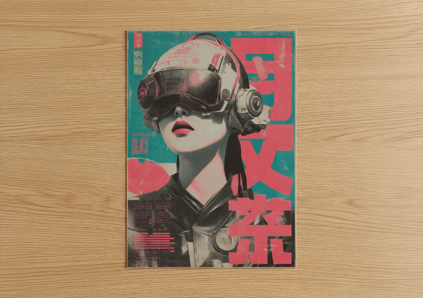 Futuristic Cyber Pilot Woman Retrofuturism Wall Art
