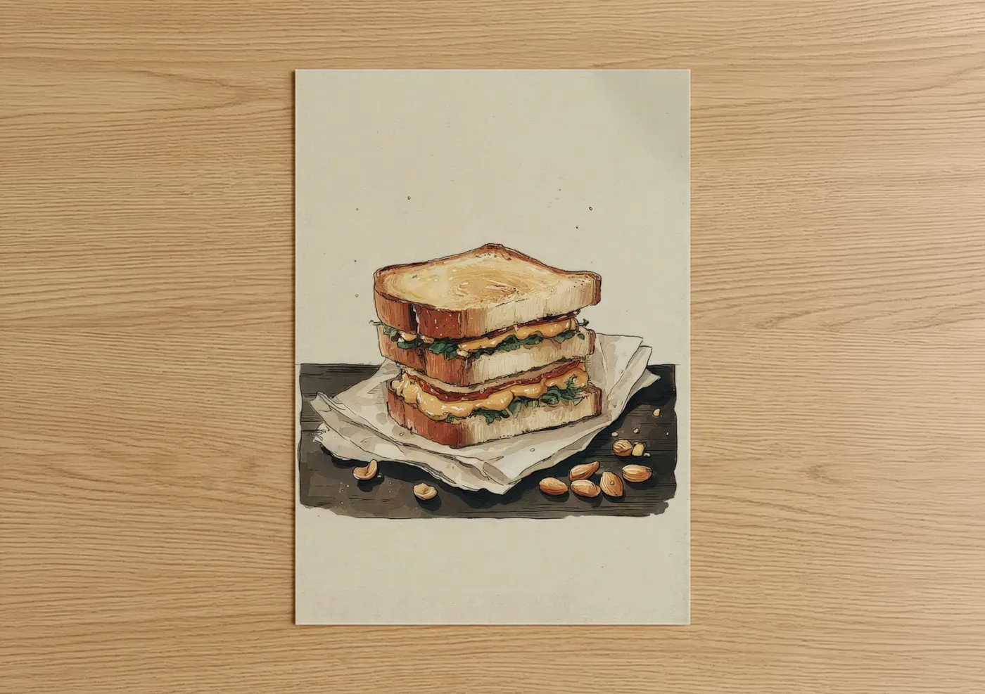 Gourmet Club Sandwich Illustration Wall Art