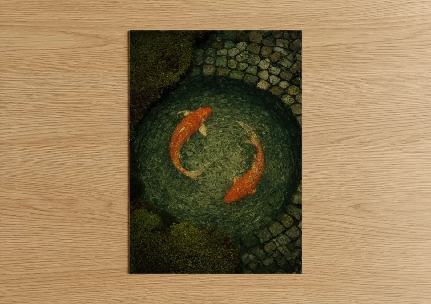 Yin Yang Koi Fish Pond Wall Art