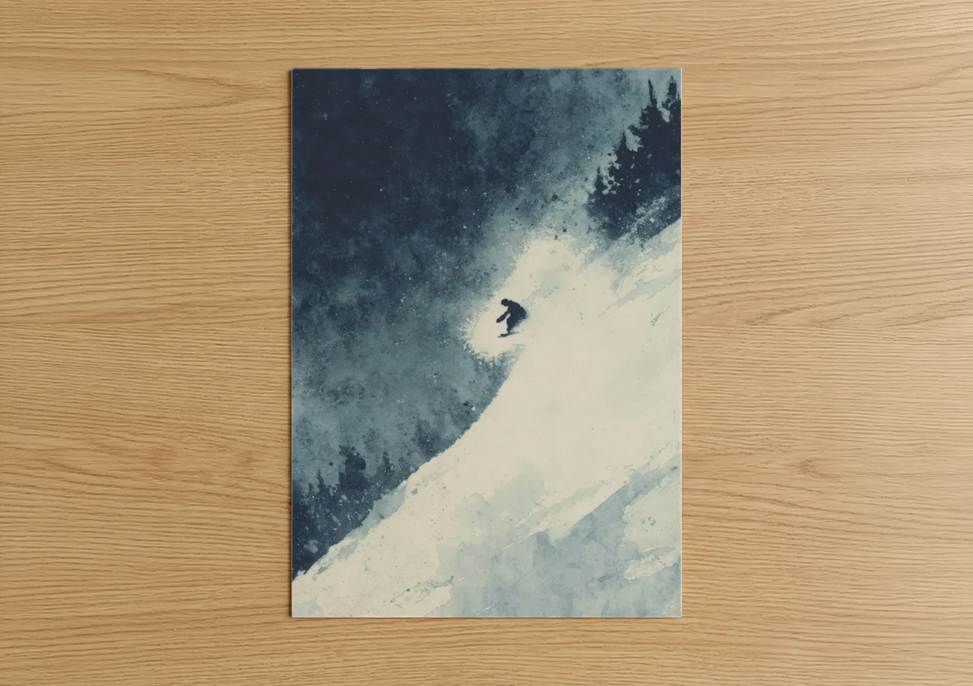 Snowy Mountain Skier Winter Sports Art Wall Art
