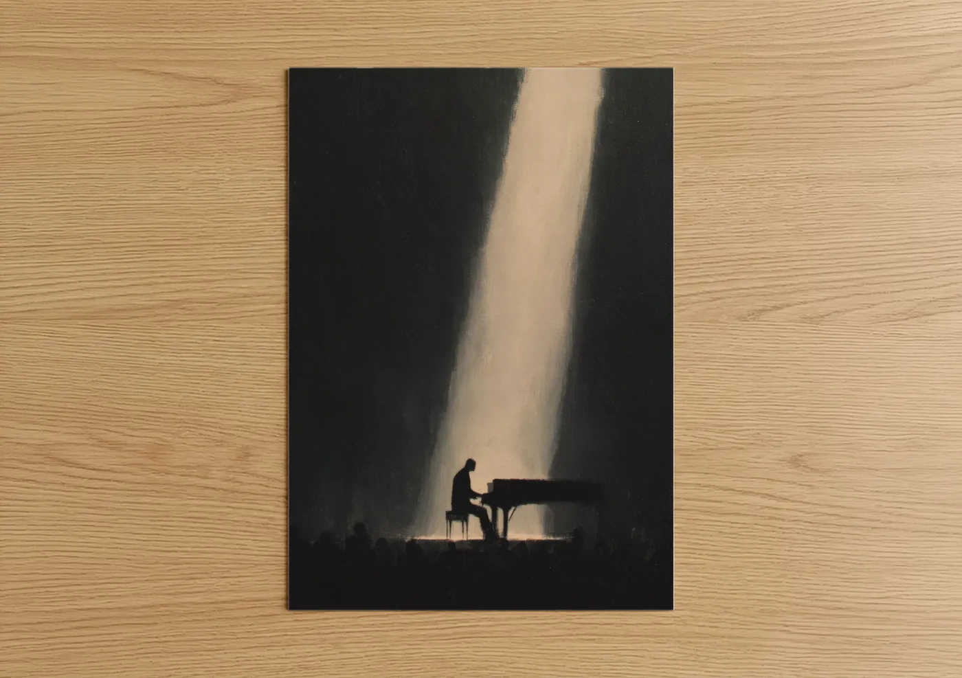 Solitary Pianist Dramatic Spotlight Wall Art