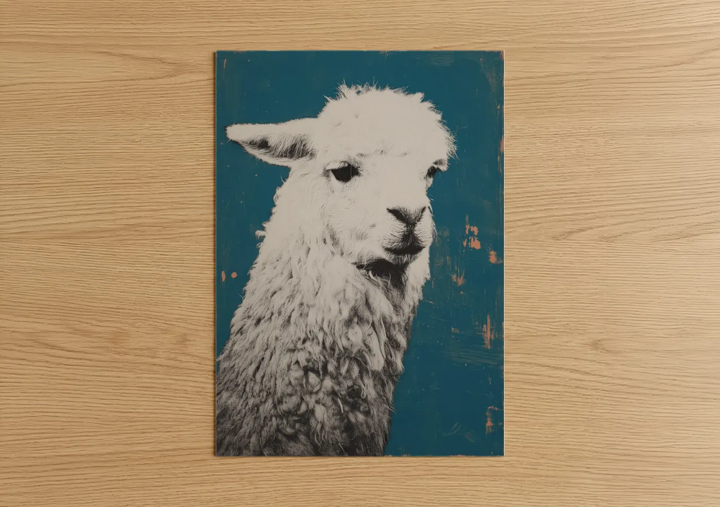 White Alpaca Portrait Contemporary Art Wall Art