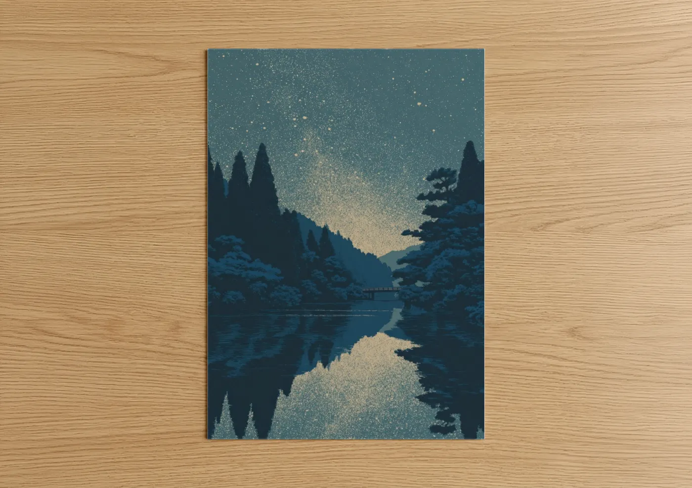Starlit Forest Reflection Night Sky Wall Art