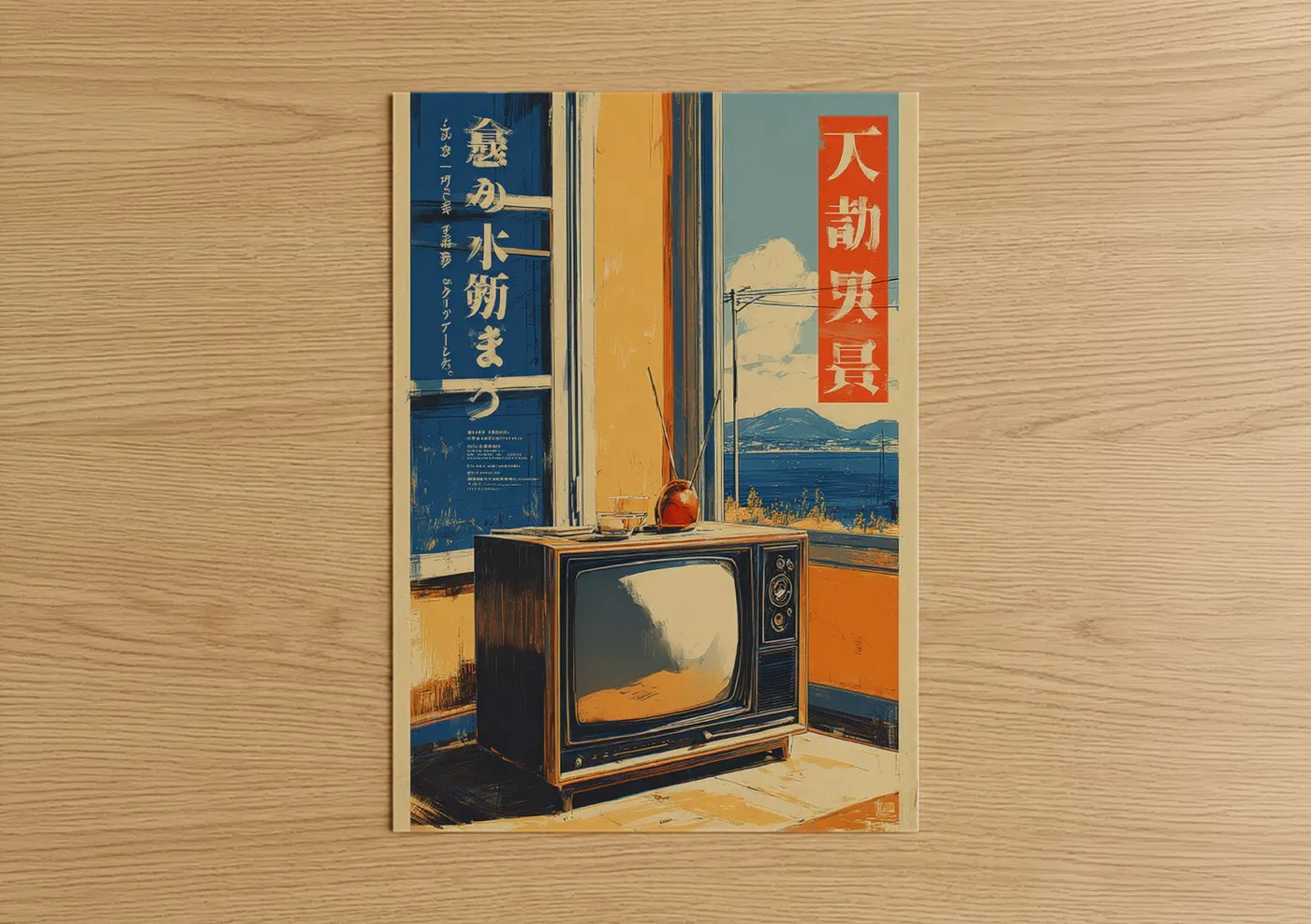Vintage Japanese Retro Television Ad Poster Wall Art
