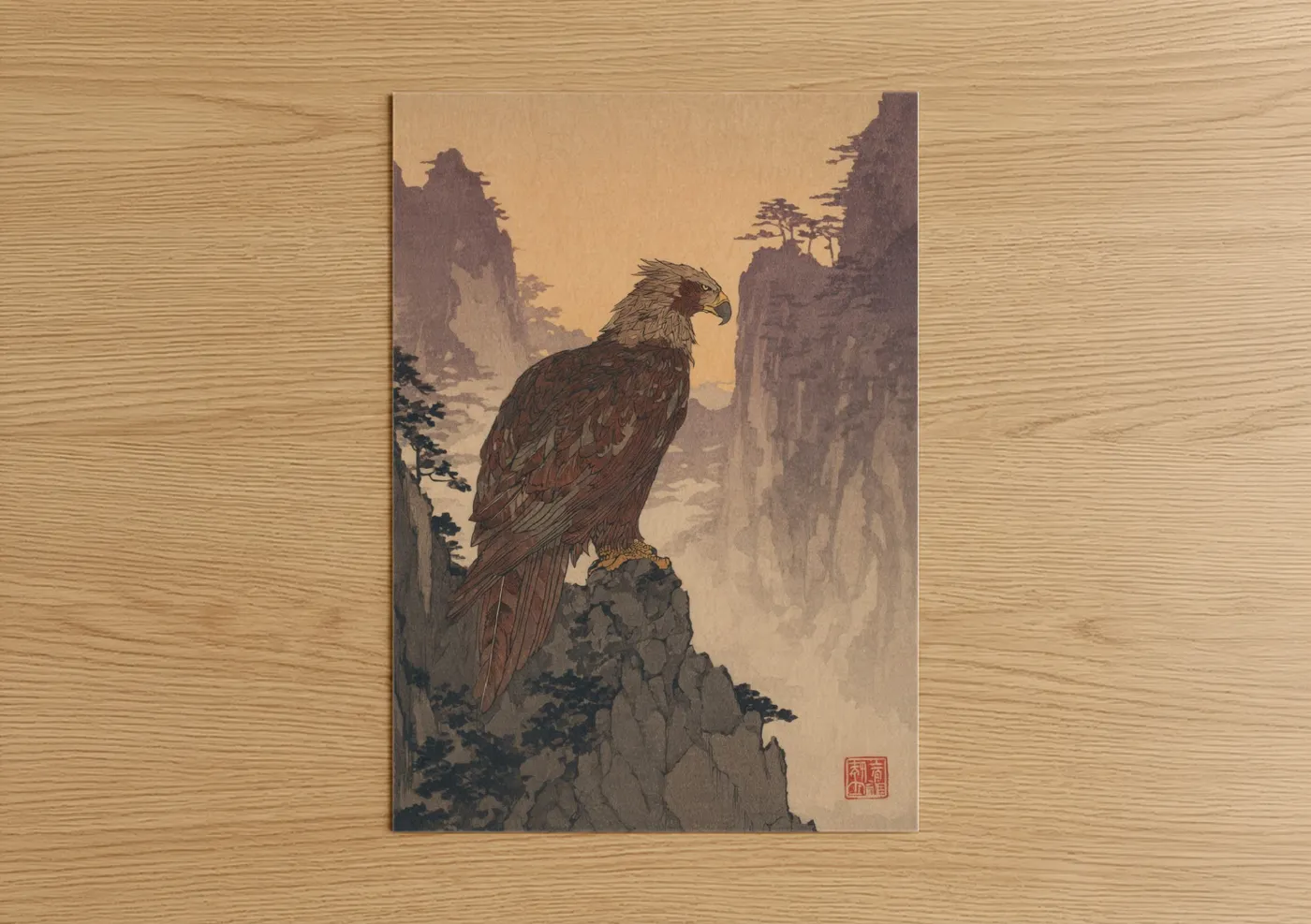 Mountain Guardian Griffin Japanese Wall Art