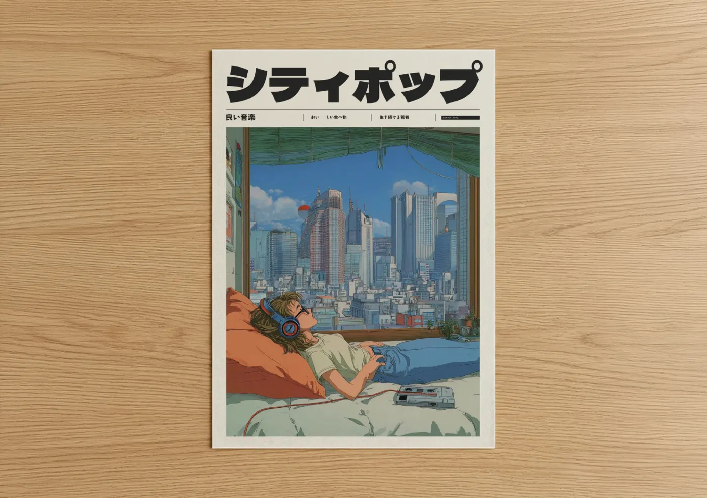 Anime Girl City Window View Wall Art