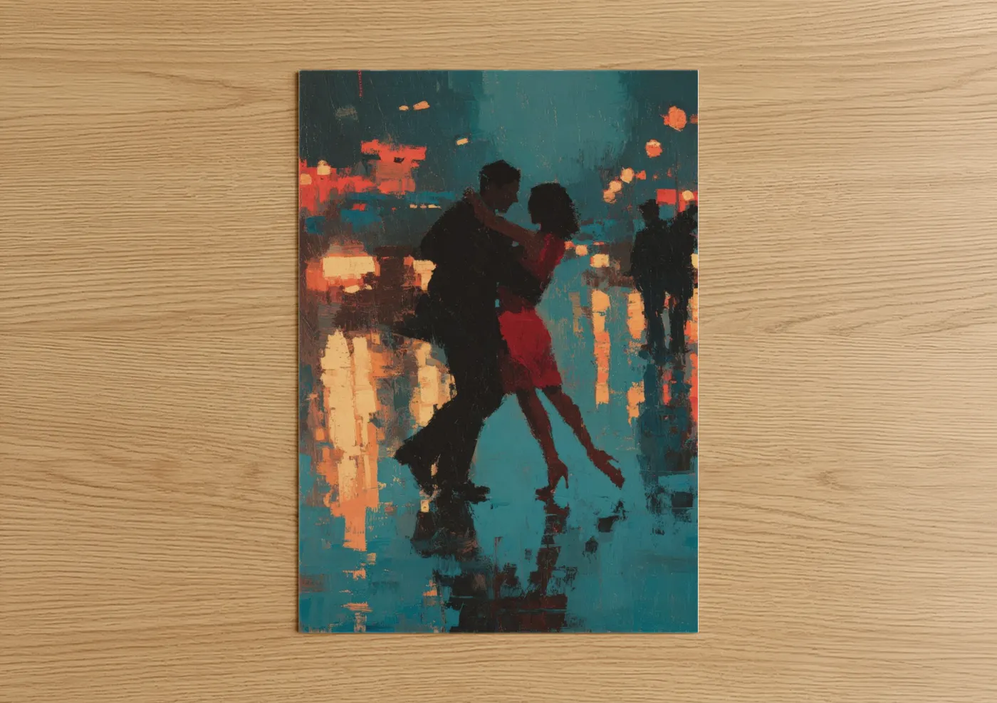 Neon Salsa Dancers Urban Night Wall Art