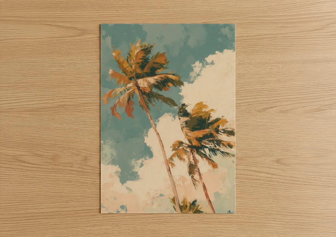 Tropical Palm Trees Vintage Sky Wall Art