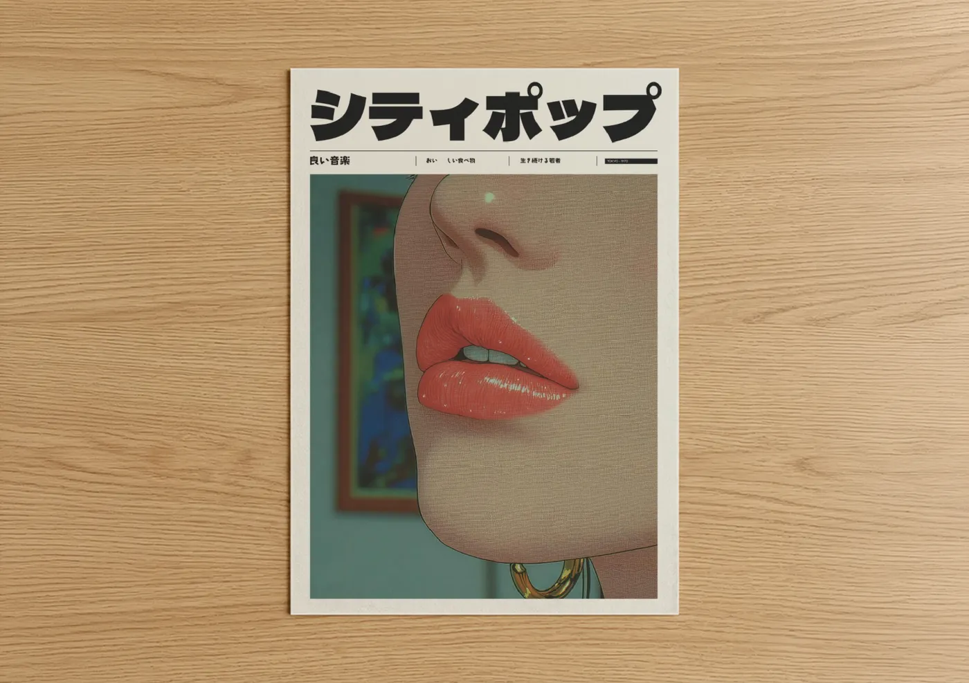 Retro Anime Lips Japanese Pop Wall Art