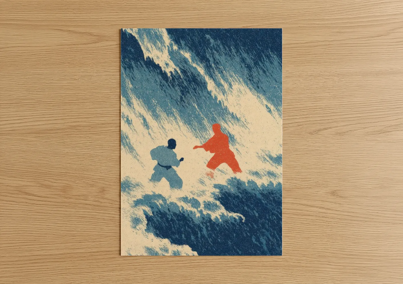Karate Sparring Silhouettes Modern Art Wall Art