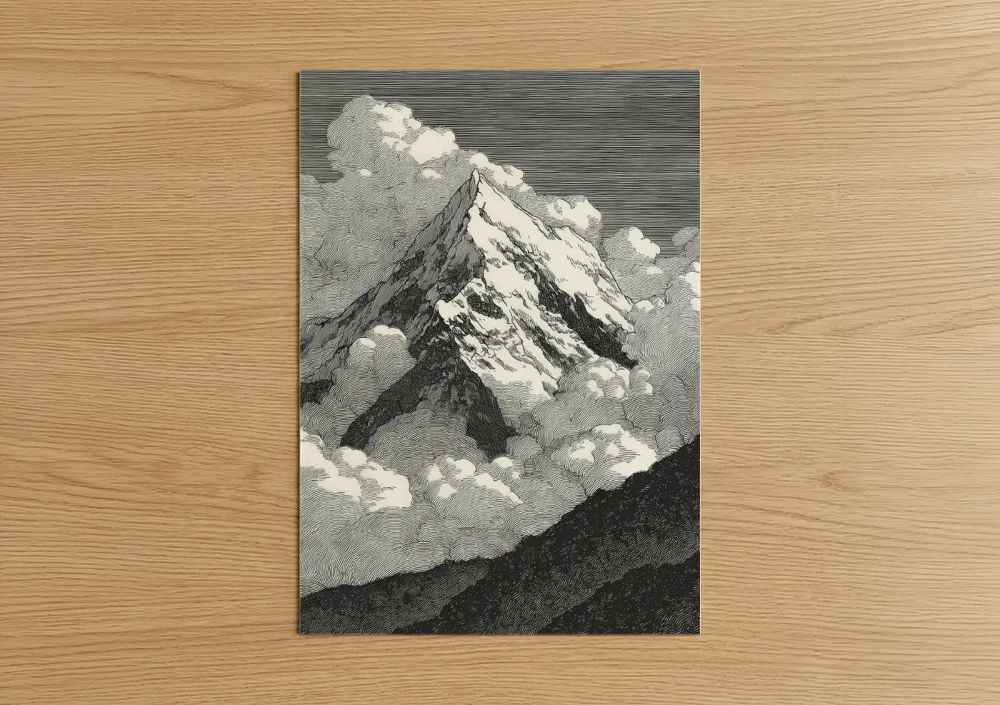 Snow-Capped Mount Everest Engraving Wall Art