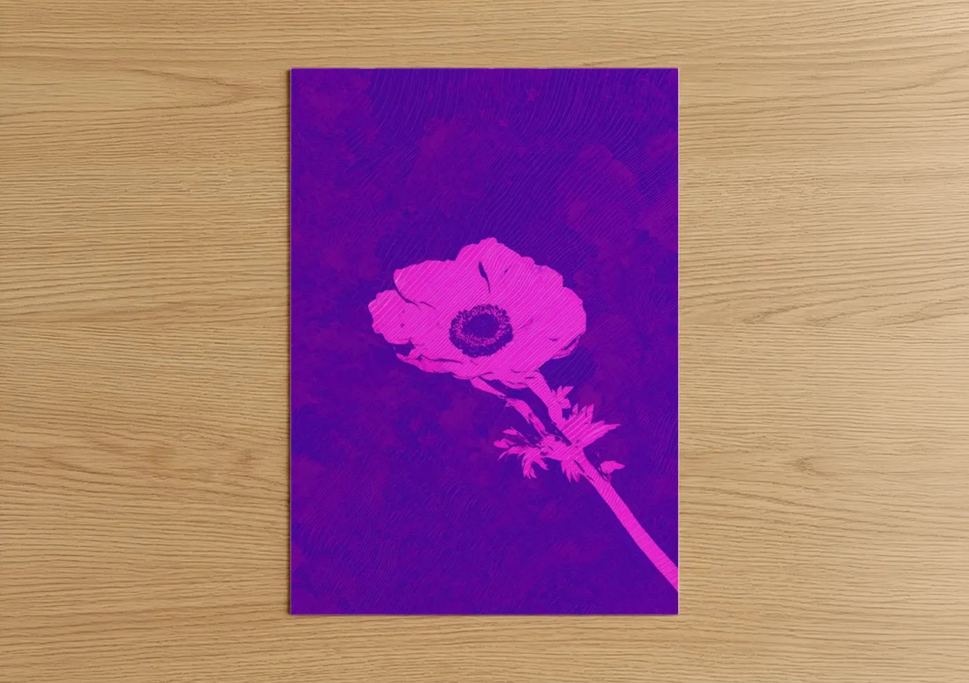 Neon Poppy Abstract Flower Wall Art