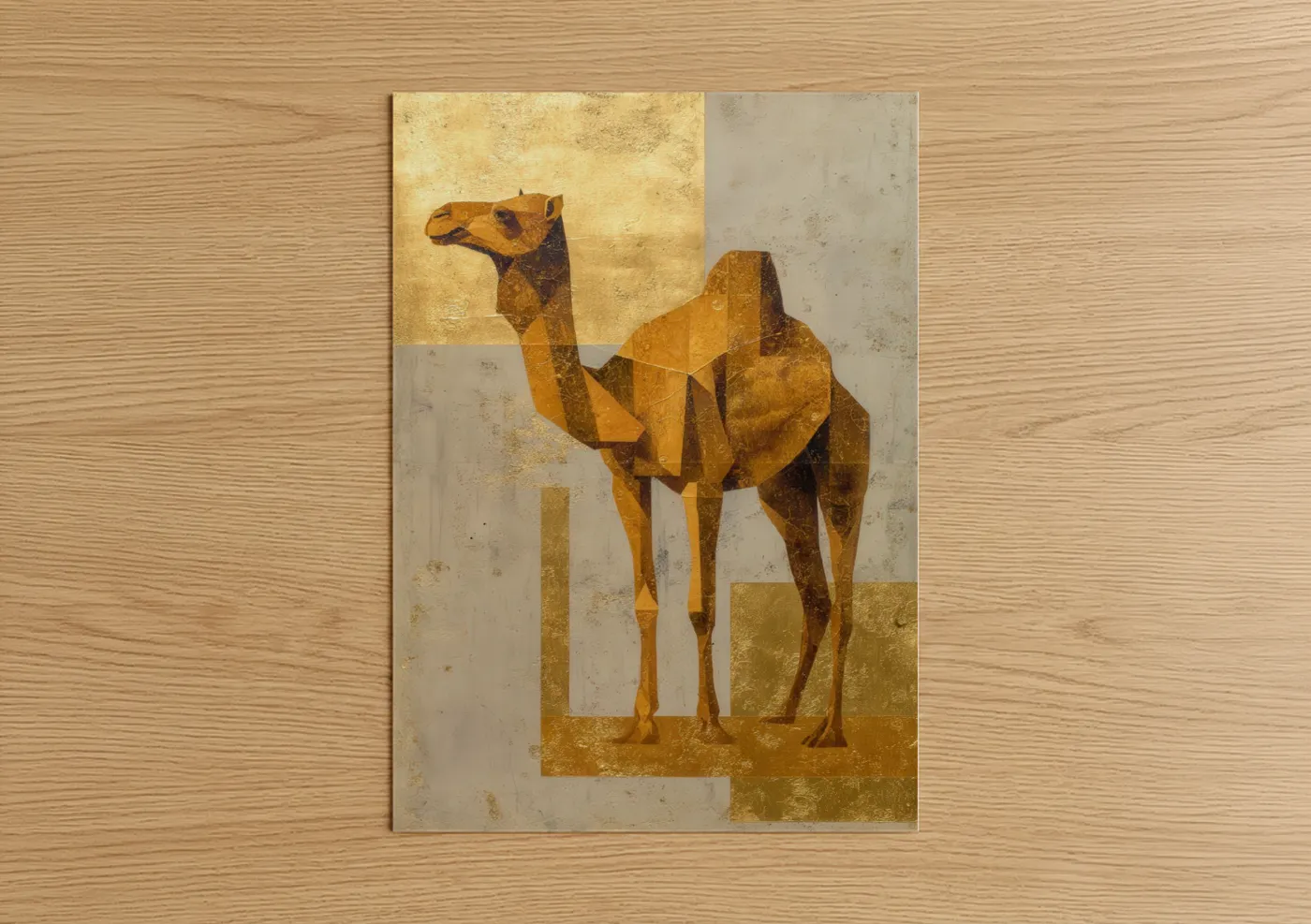 Golden Camel Geometric Abstract Wall Art