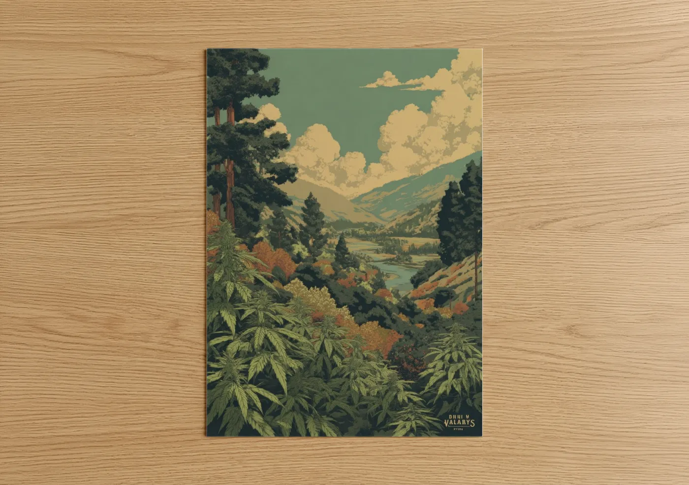 Cannabis Valley Landscape Mountain Wall Art