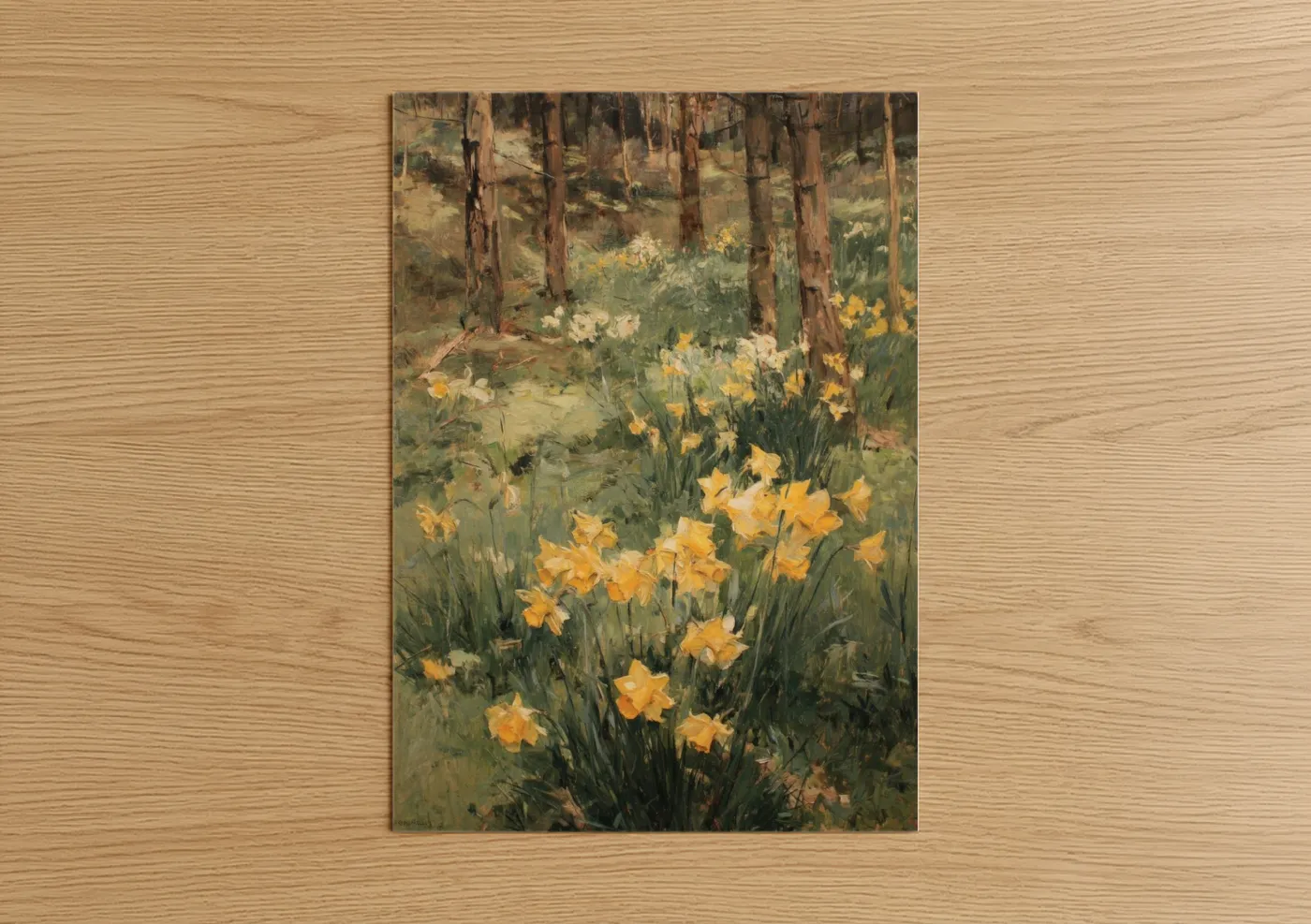 Woodland Daffodils Forest Impressionist Wall Art