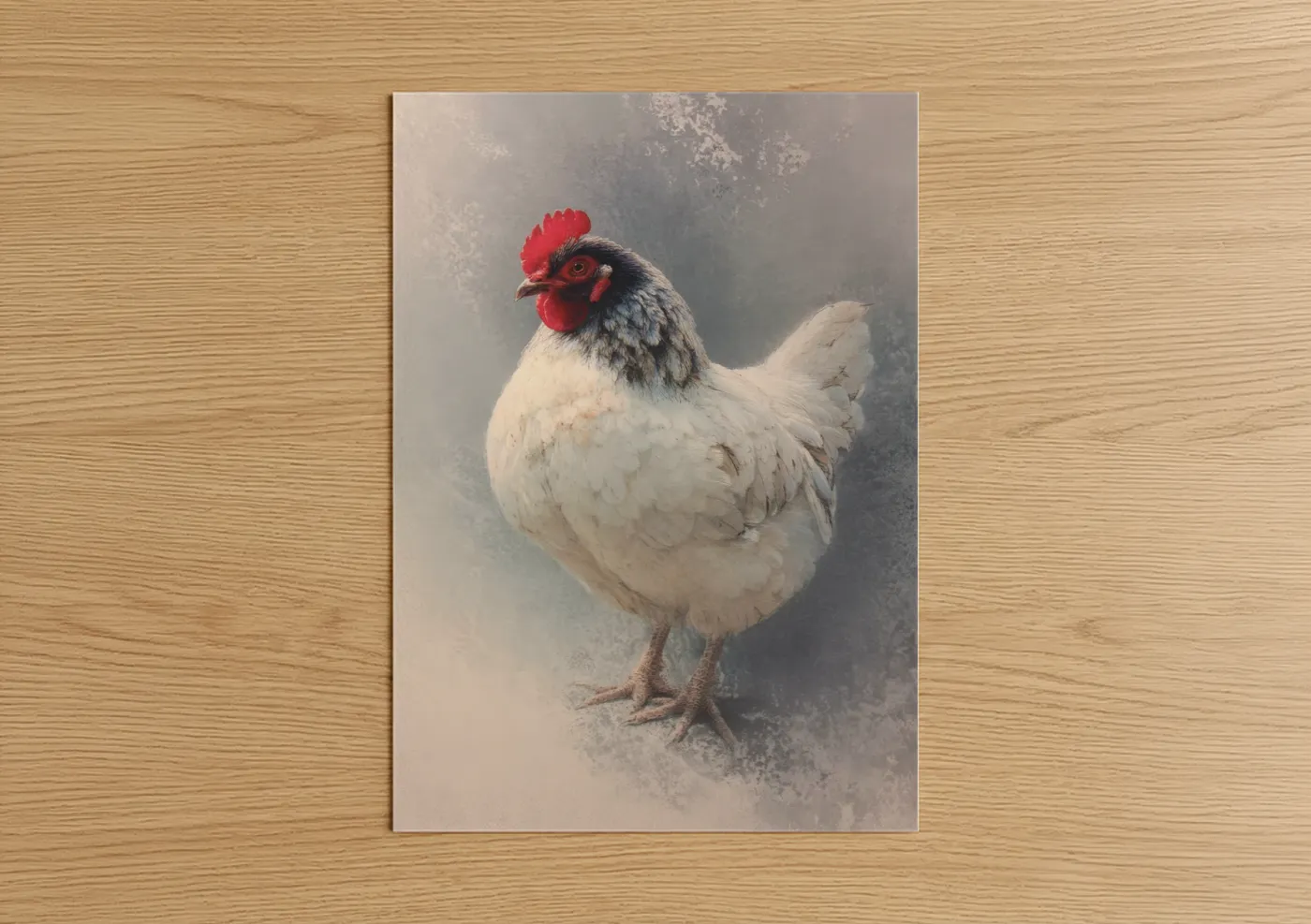 Red-Crested Rooster Portrait Watercolor Wall Art