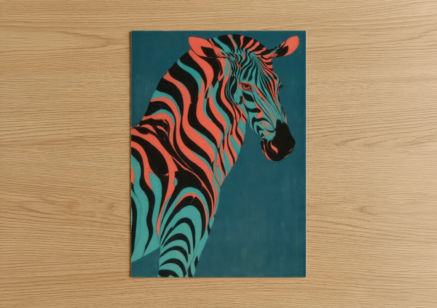 Neon Zebra Portrait Pop Wall Art