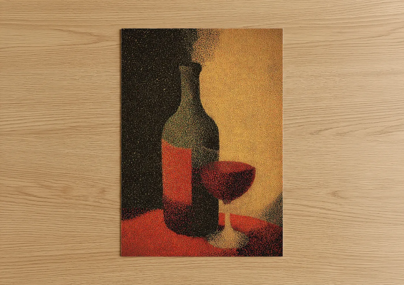 Crimson Wine Elegance Pointillist Wall Art