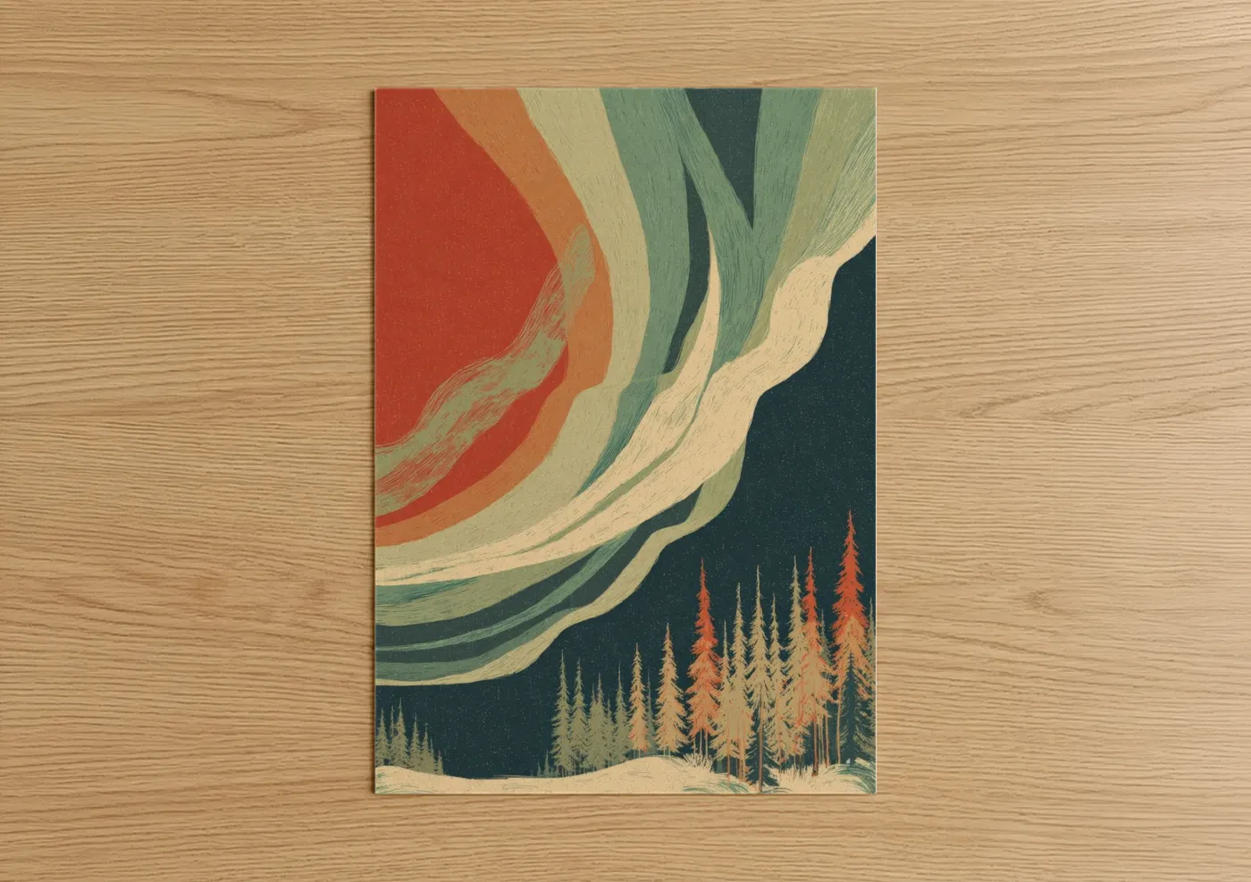 Aurora Borealis Northern Lights Forest Wall Art