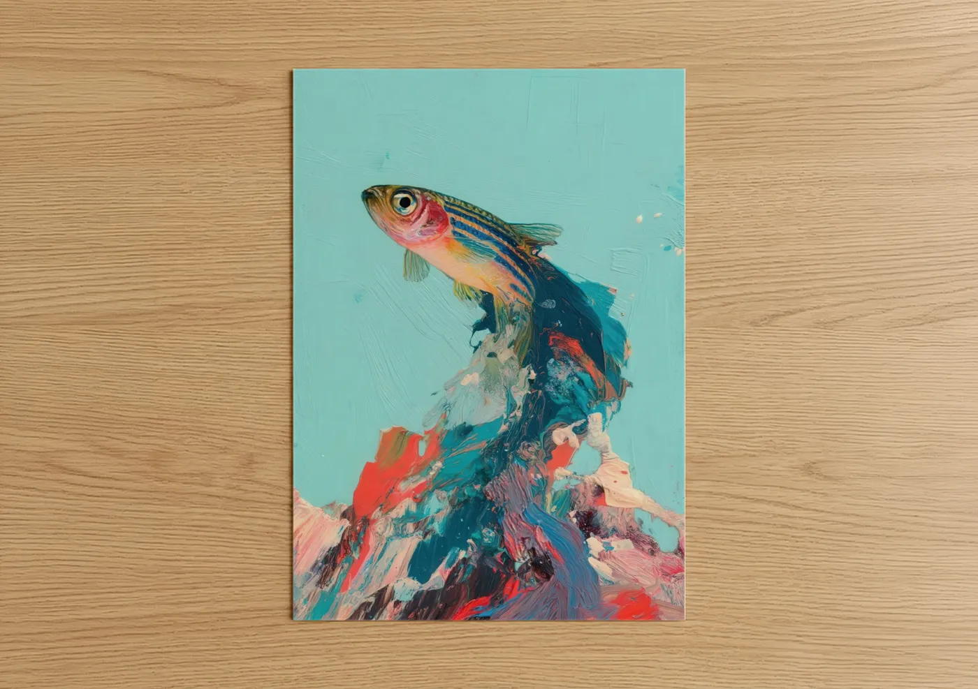 Crimson Zebrafish Abstract Wall Art