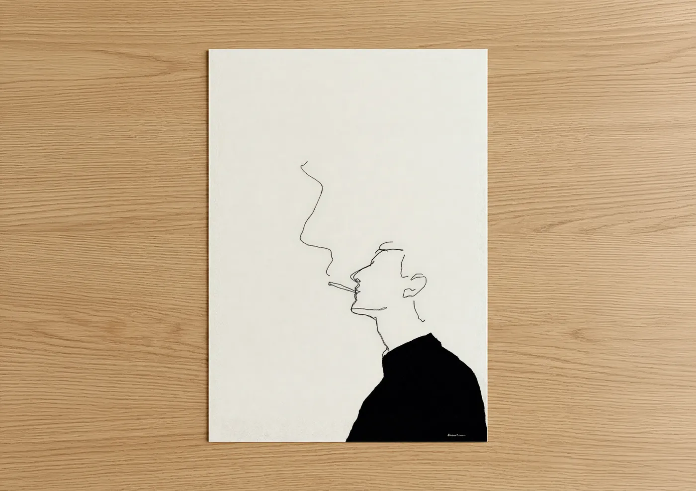 Minimalist Smoke Line Art Portrait Wall Art