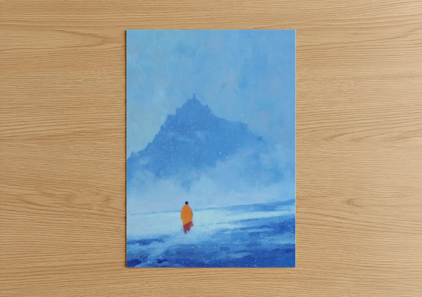 Buddhist Monk Snowy Mountain Meditation Wall Art