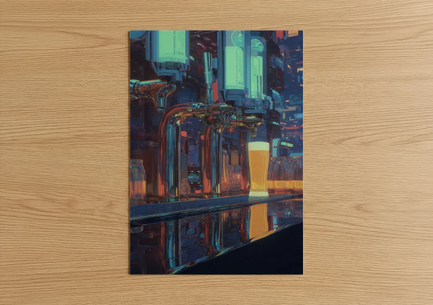 Neon Brewery Cyberpunk Beer Glass Wall Art