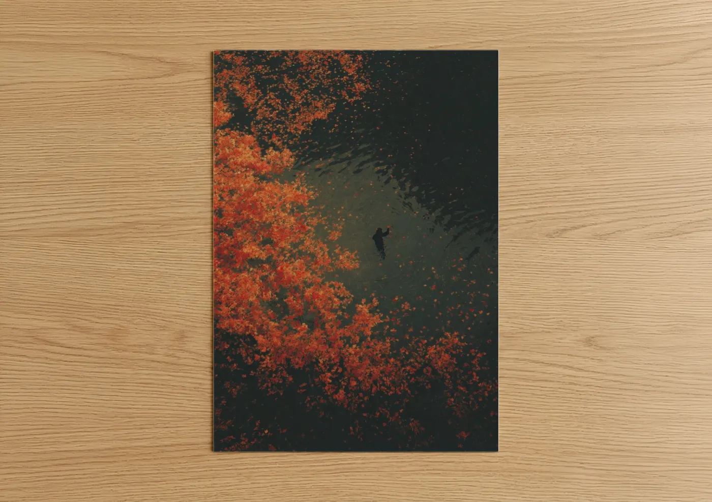 Solitary Swimmer Abstract Water Wall Art