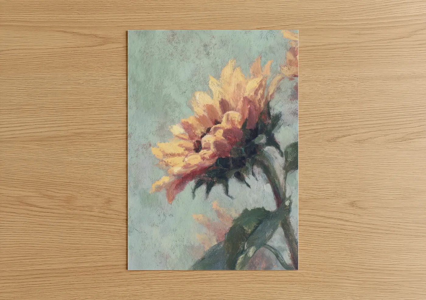 Golden Sunflower Impressionist Oil Painting Wall Art