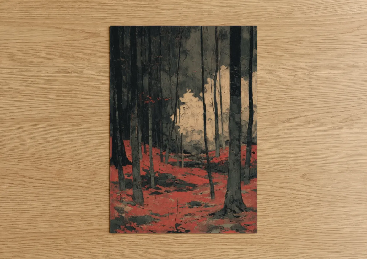 Autumn Forest Floor with Red Leaves Wall Art
