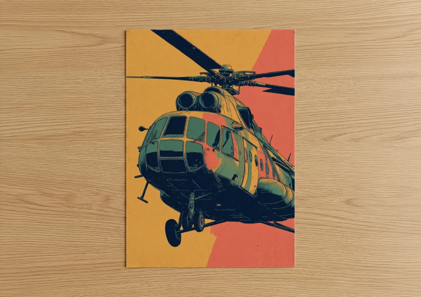 Golden Helicopter Pop Art Print Wall Art