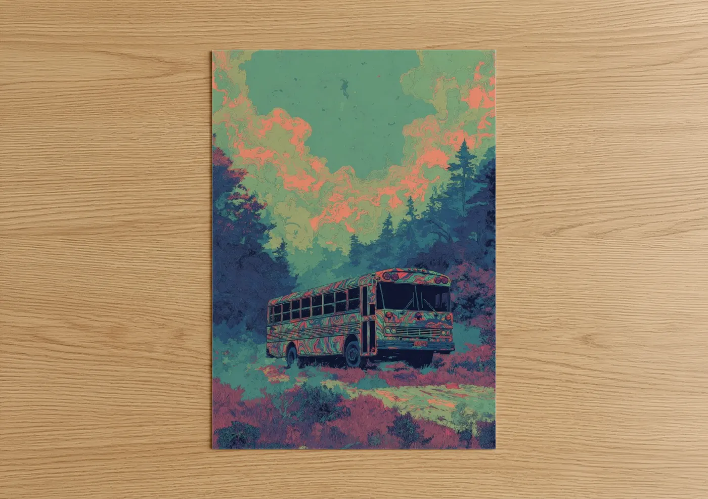 Psychedelic Forest Truck Retro Art Wall Art