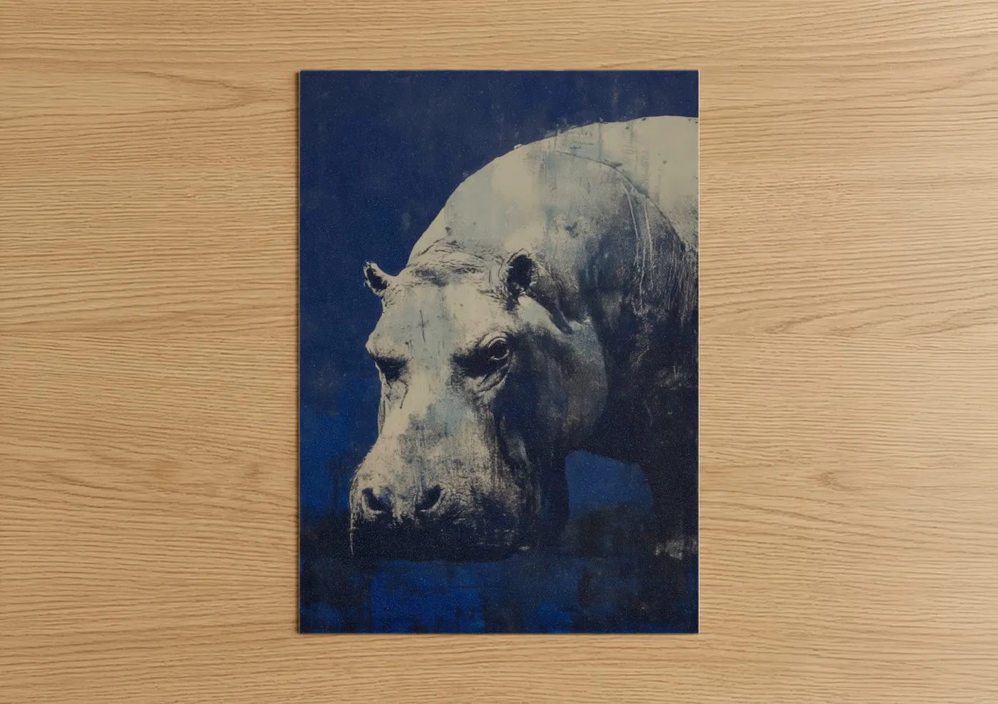 Nocturnal Hippo Portrait Artistic Wall Art
