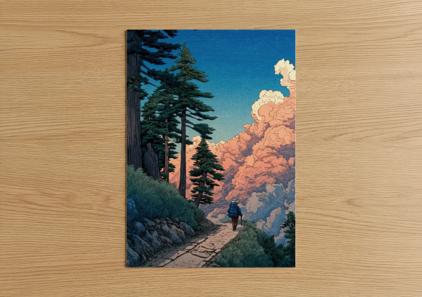 Redwood Forest Mountain Trail Hiking Wall Art
