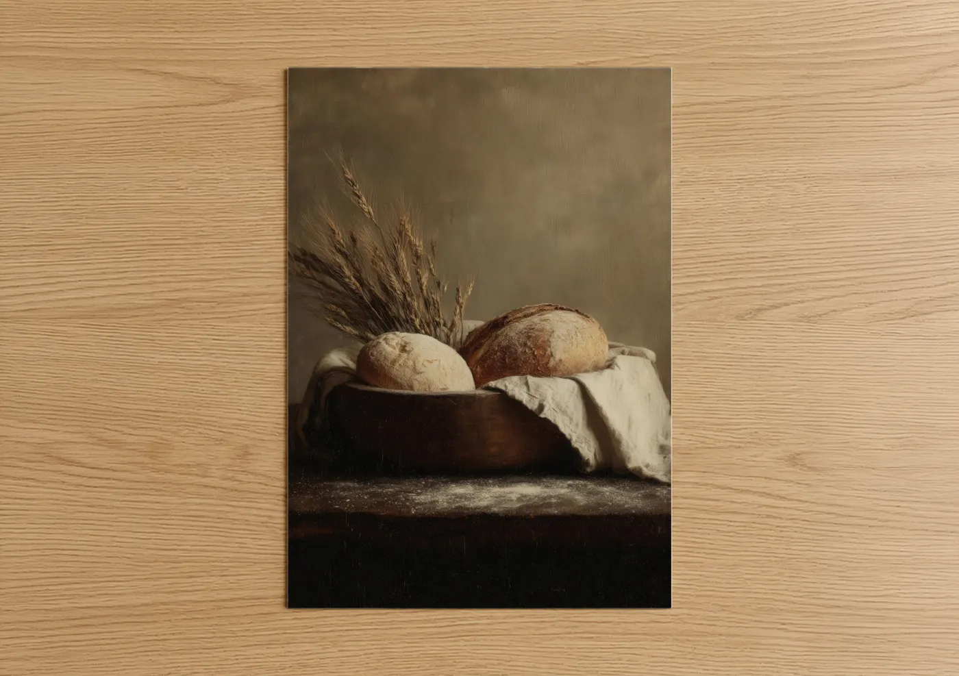 Artisan Bread Still Life with Wheat Wall Art